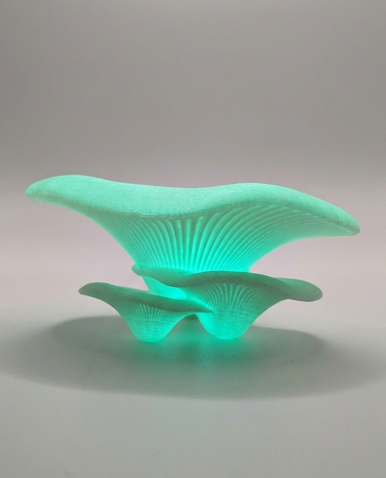 3D Printed Triple Mushroom Ledge Perch — Glow-in-the-Dark Aquarium Decor